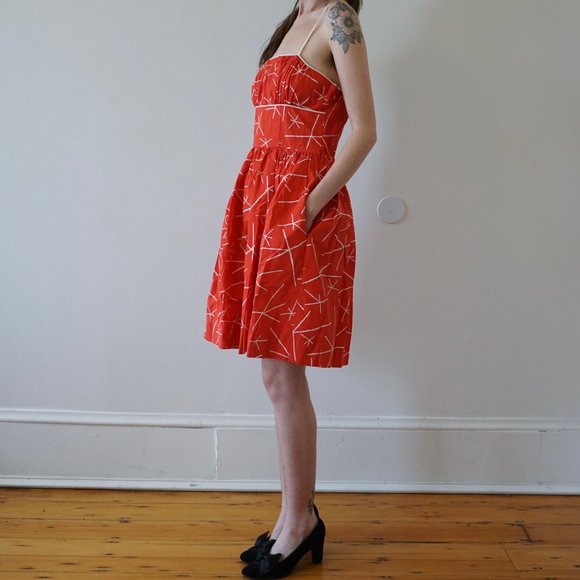 Red Print Midi Dress ASO Jessica Day - Picture 6 of 8